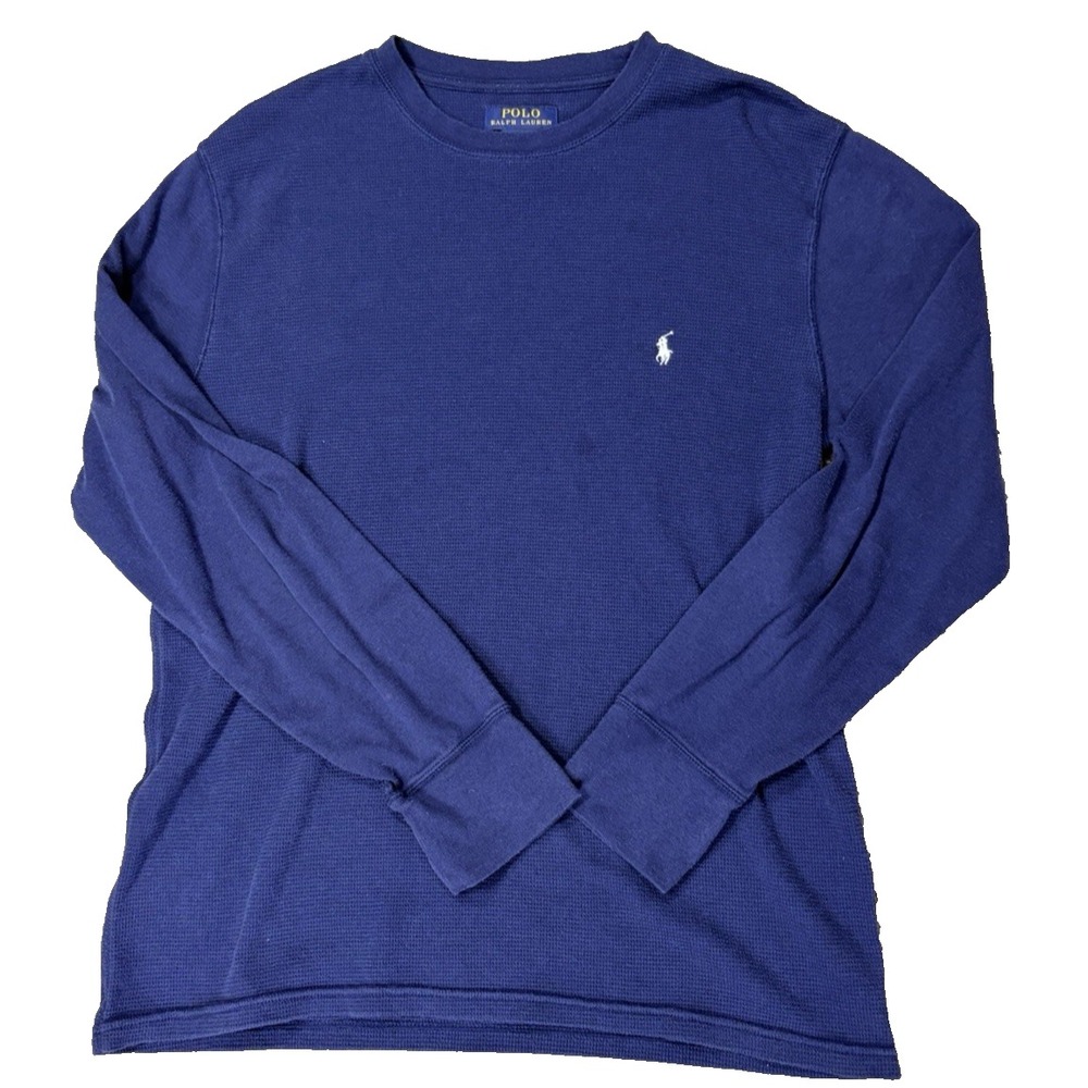 Polo Ralph Lauren Men's Navy Waffle Knit Thermal Long Sleeve Shirt Large